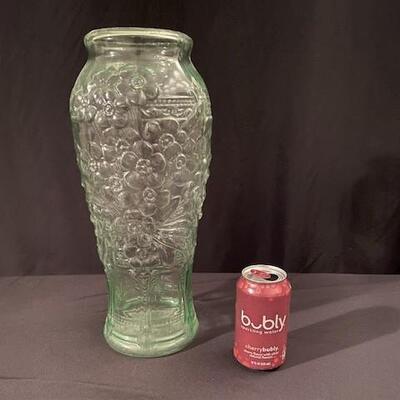 LOT#224LR: Vaseline Glass Believed to Be Vintage Pickle Jar