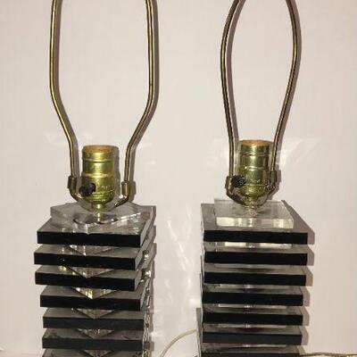 Mid Century Modern - Two Lucite Stacked Lamps