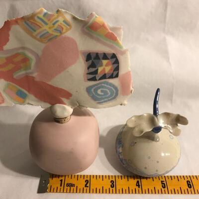 1980s Two Signed Clay Perfume Bottles
