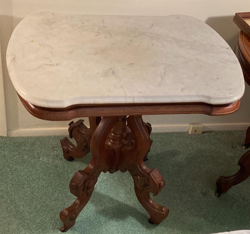 B354 Antique Victorian Marble Top Pedestal Table