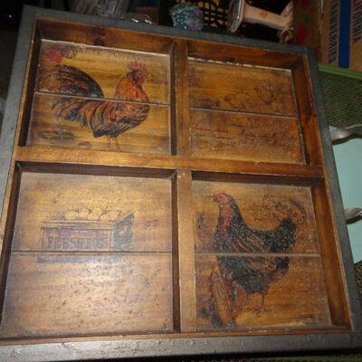 Wood Rooster Tray