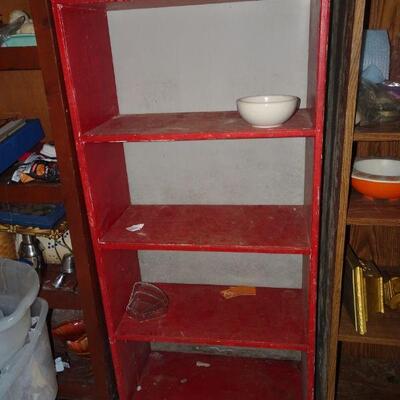 Solid Wood Red Bookshelf - LOCAL PICKUP ONLY 