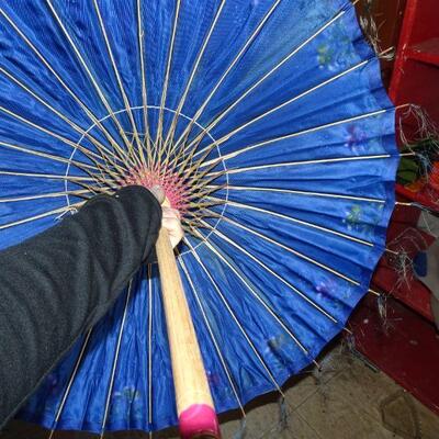 Hand Painted Umbrellas - 1970's Indonesia Jakarta parasol hand painted umbrellas - Price is Firm 