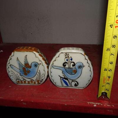 Salt Pepper Shaker Thin Mexico Pottery Tonala El Palomar Blue Bird Ken Edwards - Price is Firm 