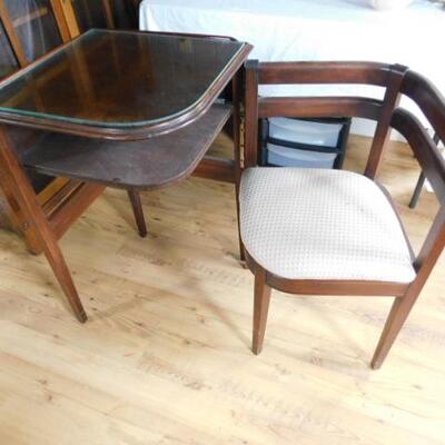 Rare Antique Corner Folding Phone Table with Hinged Chair (See all Pictures)