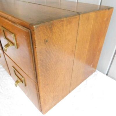 Antique Tiger Oak Solid Wood Four Drawer Desk Top Filing Box 20