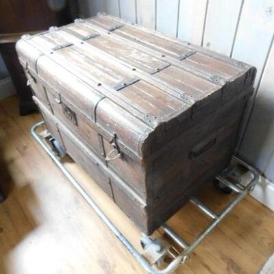 Antique Solid Wood Blanket Chest or Trunk 30