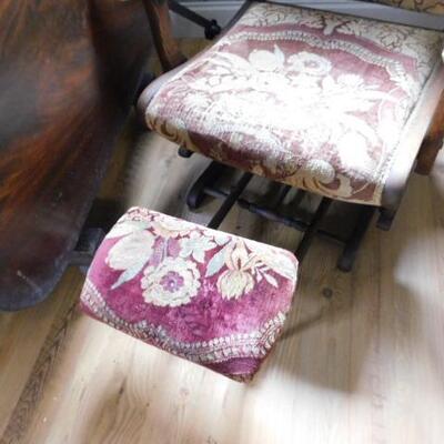 Antique Upholstered Recliner with Sliding Foot Rest