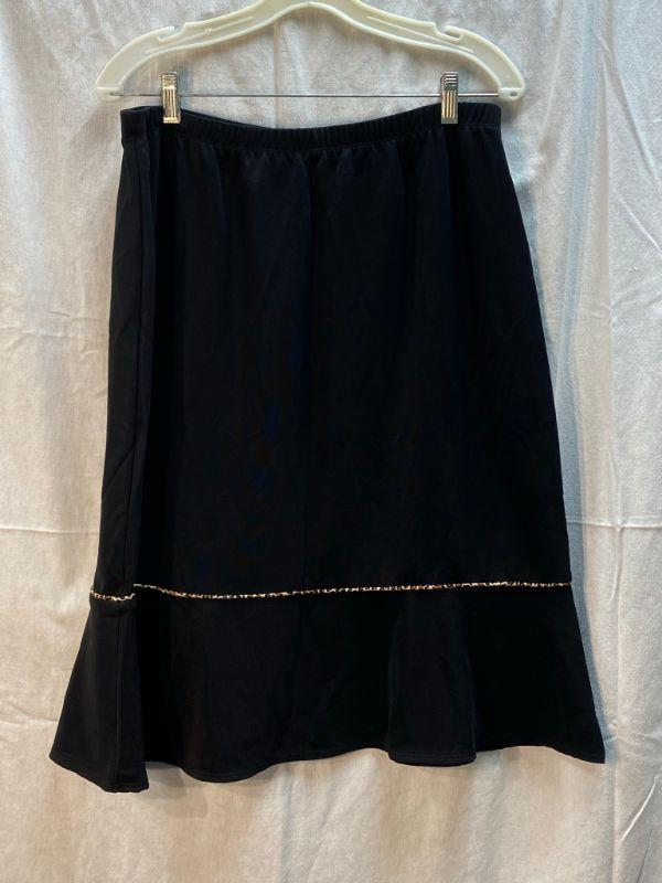 Susan Graver Style Black Elastic Waist Skirt Leopard Trim Size Large YD ...
