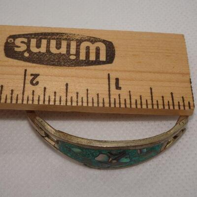 Children's Sterling & Turquoise Chips, MOP Latch Bracelet - Needs cleaned 