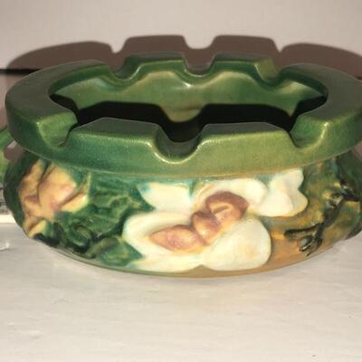 Roseville Zephyr Lily Basket & Magnolia Cigar Ashtray