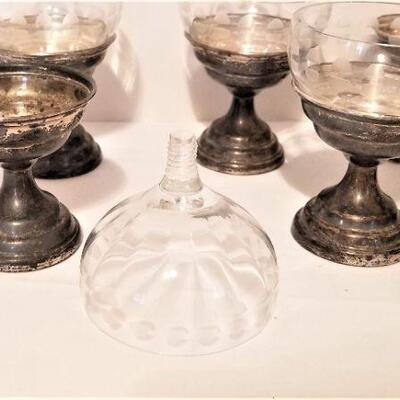 Lot #25  Set of Sterling Silver Dessert bases with glass liners
