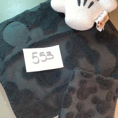 Lot 553 - Mickey Mouse Towels. black on black
