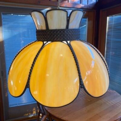 H687 Vintage Slag Glass Hanging Lamp 