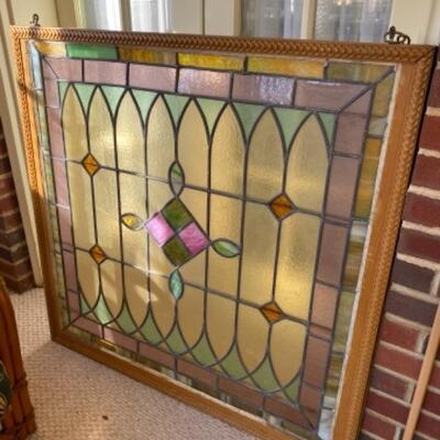 I692 Large Antique Stained Glass Window 