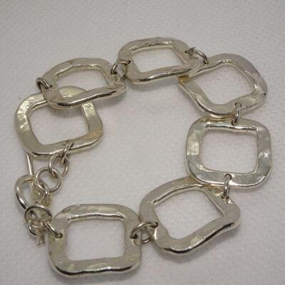 Hammered Sterling Silver Link Bracelet 14.8g