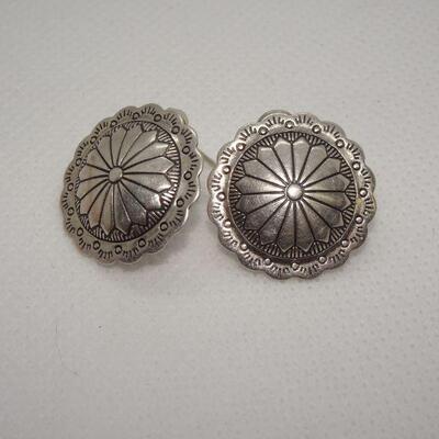 Navajo Silver Concho Disc Earrings Sterling Studs - Reserve 