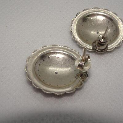 Navajo Silver Concho Disc Earrings Sterling Studs - Reserve 