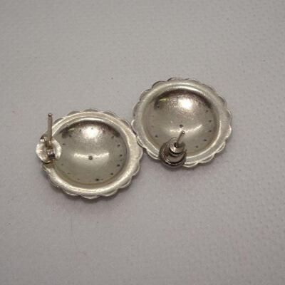 Navajo Silver Concho Disc Earrings Sterling Studs - Reserve 