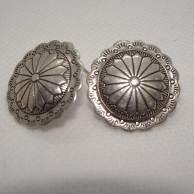 Navajo Silver Concho Disc Earrings Sterling Studs - Reserve 