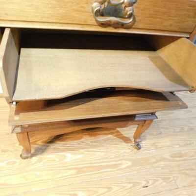 Vintage Solid Wood Oak4 Drawer Record Cabinet 19