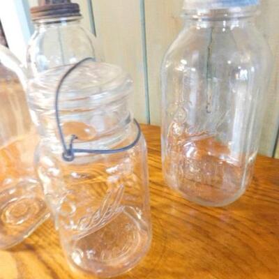 Collection of Large Ball and Hazel Atlas Canning Jars Various Sizes 