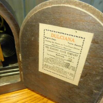 Antique Art Deco Dulciana Sessions Mantel Clock Mixed Wood Case 22