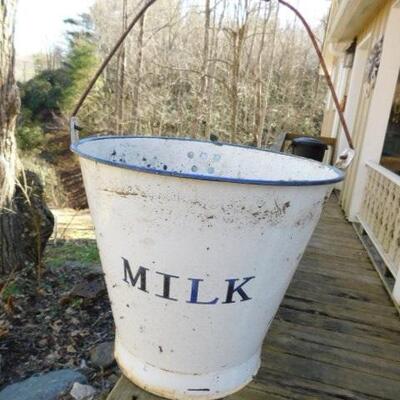 Vintage Enamel Milk Pail