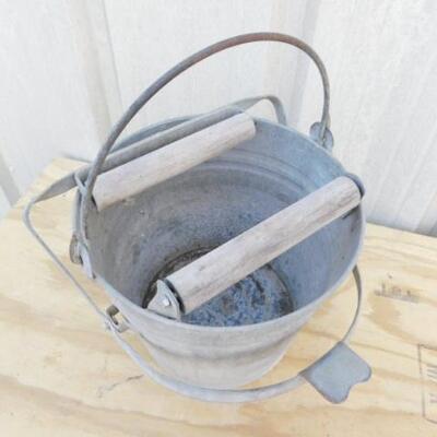 Vintage Galvanized Mop Bucket with Wringer 