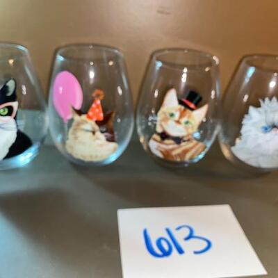 Lot 613 - Cat Stemless wine glasses