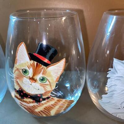Lot 613 - Cat Stemless wine glasses