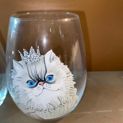 Lot 613 - Cat Stemless wine glasses
