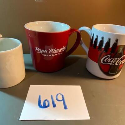Lot 619 -Cat, Coca Cola  coffee mugs