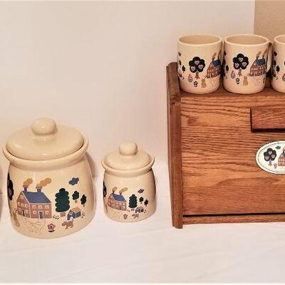 Lot #28  Vintage 1970's Kitchen Canister Set with Bread Box
