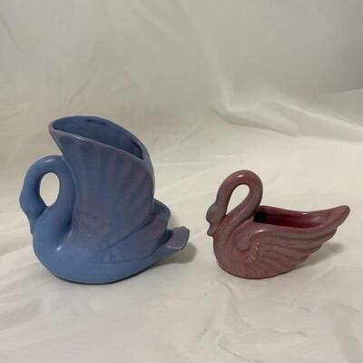 .17. NILOAK | ROSEMEADE | Two Pottery Swans  