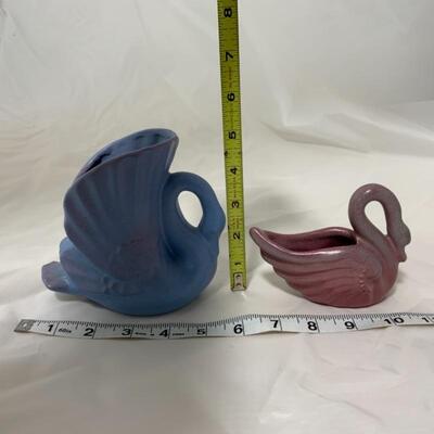 .17. NILOAK | ROSEMEADE | Two Pottery Swans  