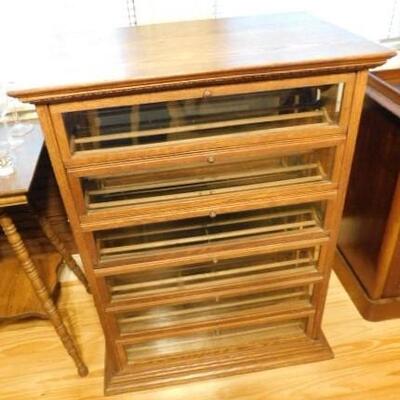 Vintage Tiger Oak Wine Cabinet with Flip Front Doors and Pull Out Side Compartments.  Very Unique!  28