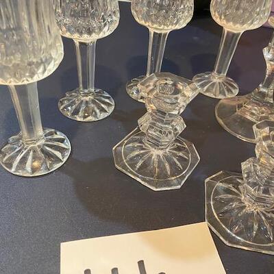 Lot 666 - Glass candle holders