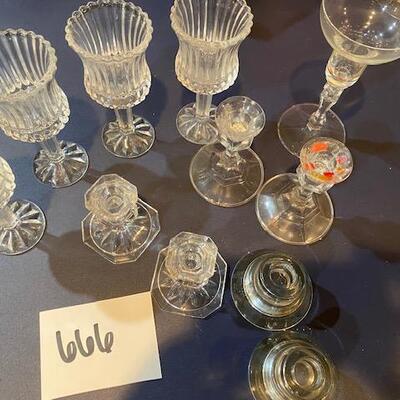 Lot 666 - Glass candle holders
