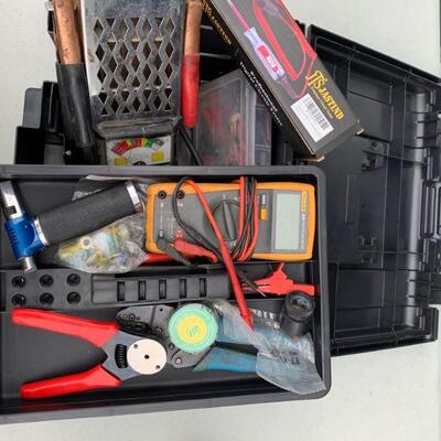 Tool box lot - Fluke  26iii , multimeter, battery tester, hand tools 