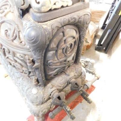 Antique Decorative Gas Heater by Reliable with Chrome Accent Fretting 