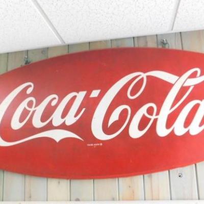 Vintage Rare Shape Metal Coca-Cola Advertising Sign 59