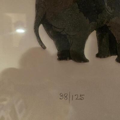 Elephants In a Row Lithograph by Nancy Nemec
