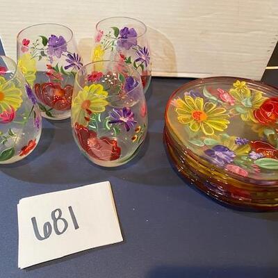 Lot 681 - Pier 1 stemless wines and snack plates
