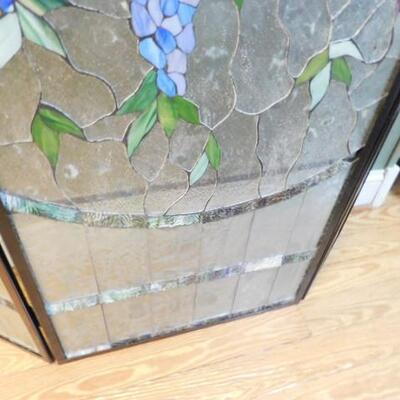 Stained Glass Three Panel Fire Place Screen Solid Front 35