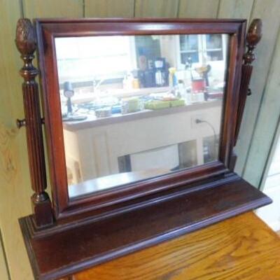 Vintage Mahogany Wood Frame Shaving Mirror 26
