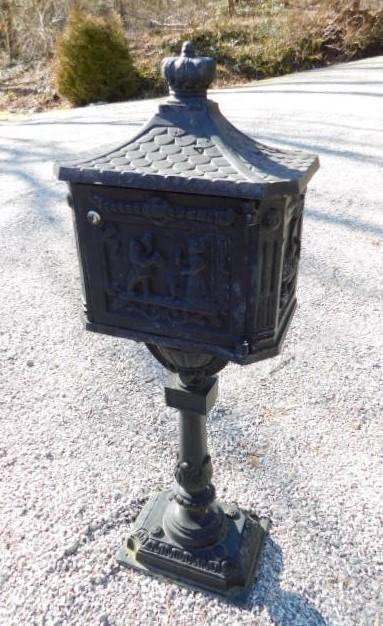 Cast Iron Pedestal Mail Box 43" | EstateSales.org