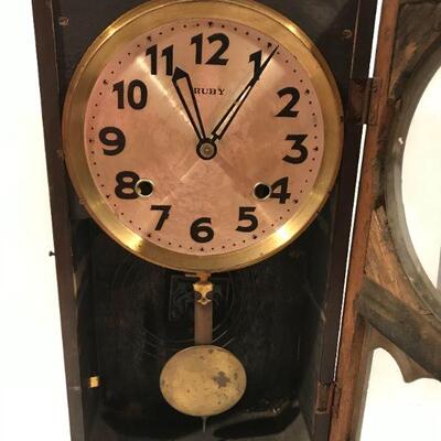 Antique  Ruby Key wind working pendulum chime clock