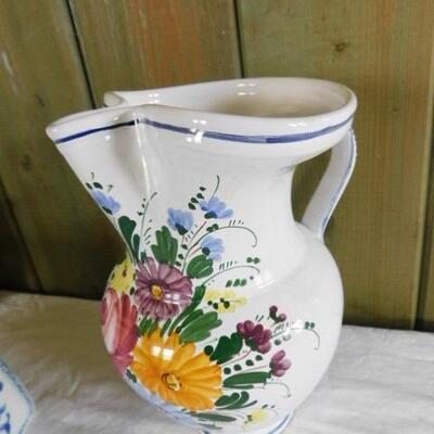Set of Vintage Porcelain and Ceramic Pitchers and Teapot