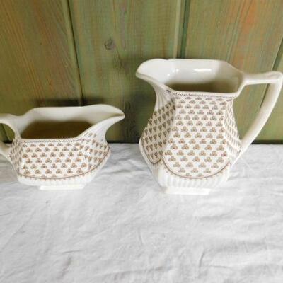 Set of William Adams & Sons Ceramic Shamrock Pattern Pitchers